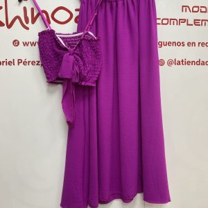 CONJUNTO TOP DRAPEADO + FALDA GASA