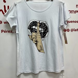 CAMISETA MUJER - ESTAMPADO LABIO/MANO