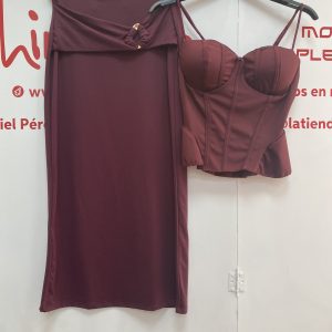 FALDA RASO NATURE - CINTURON BROCHE