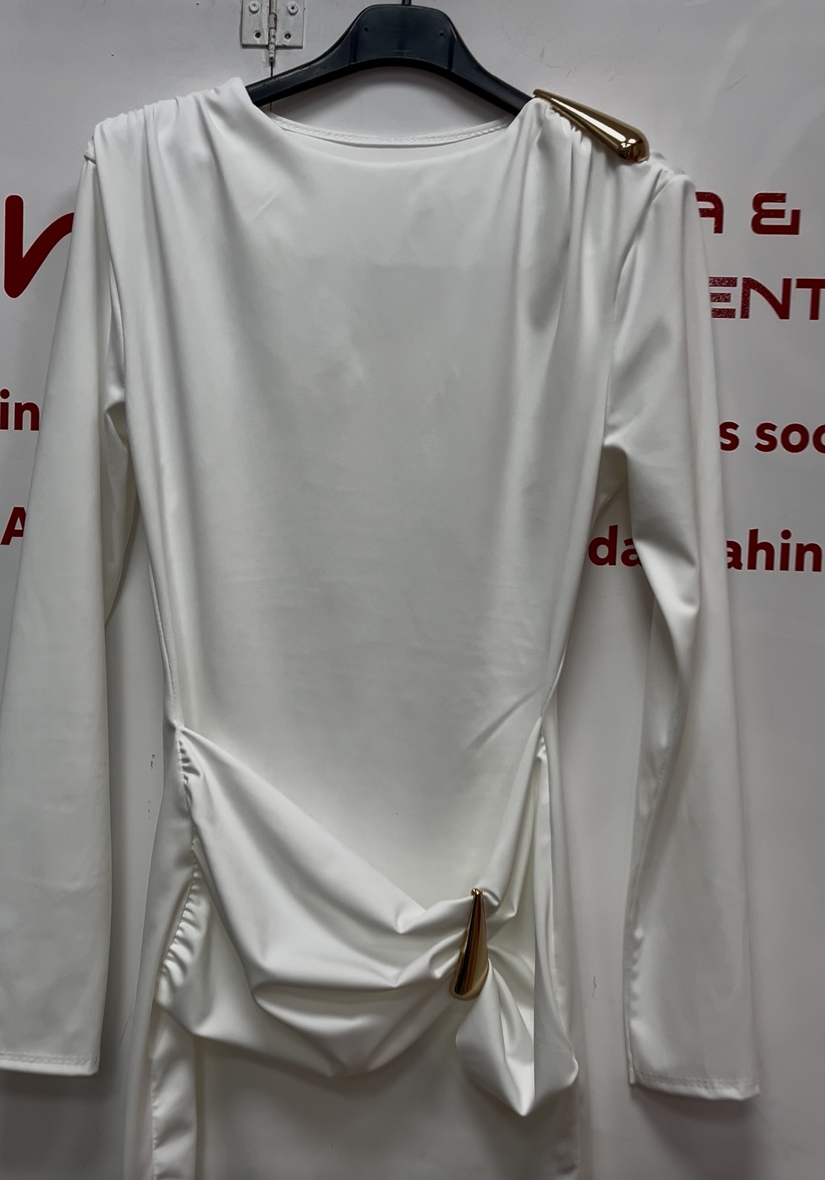 VESTIDO BLANCO y AZUL - gota dorada - Imagen 2