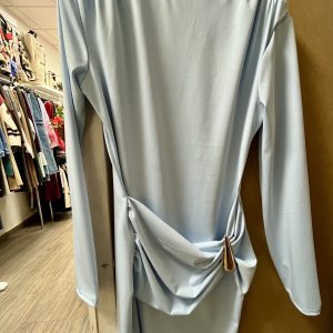 VESTIDO BLANCO y AZUL - gota dorada